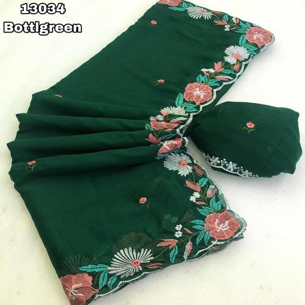 Embroidery work saree