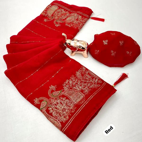 Georgette Peacock Saree